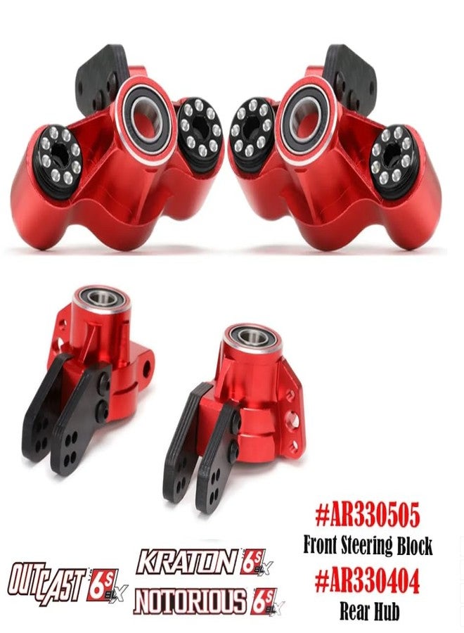 UURCSKY Alloy AR330505 Front Steering Blocks AR330404 Rear Hub Carrier for RC Arrma 6S 1/8 Kraton Notorious Outcast 6S BLX Upgrade Part(Red) - Image 2